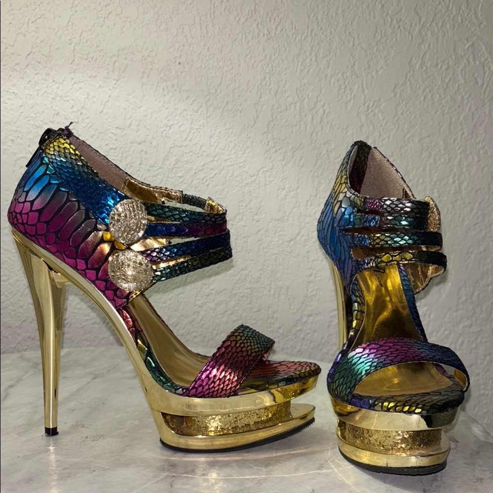 Multicolor Platform Heels